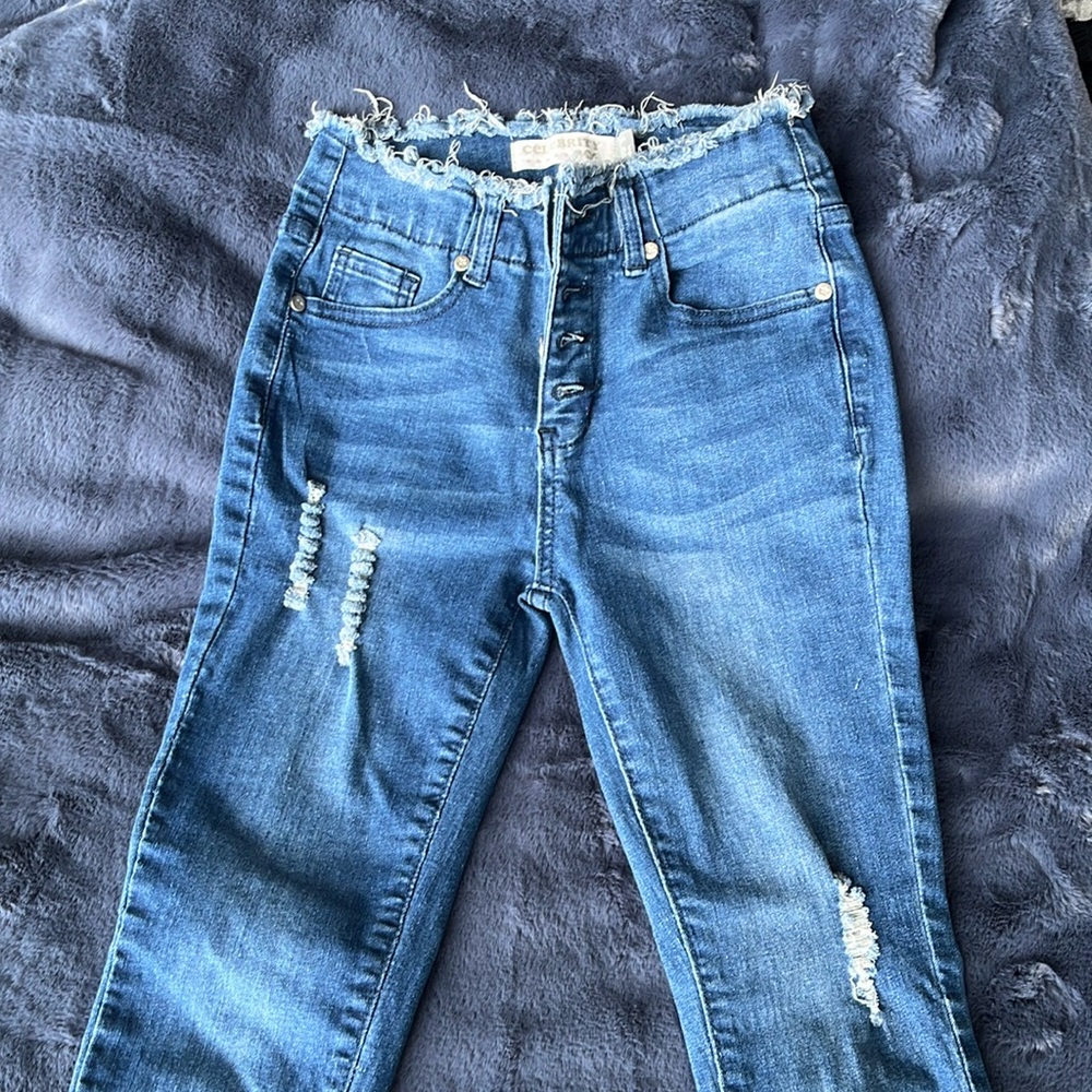 Ladies denim jeans button up skinny size 24 celebrity eighth